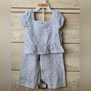 Rabbit And Bear Shaby Chick Blue Paisley Two-Piece Top & Pants Set